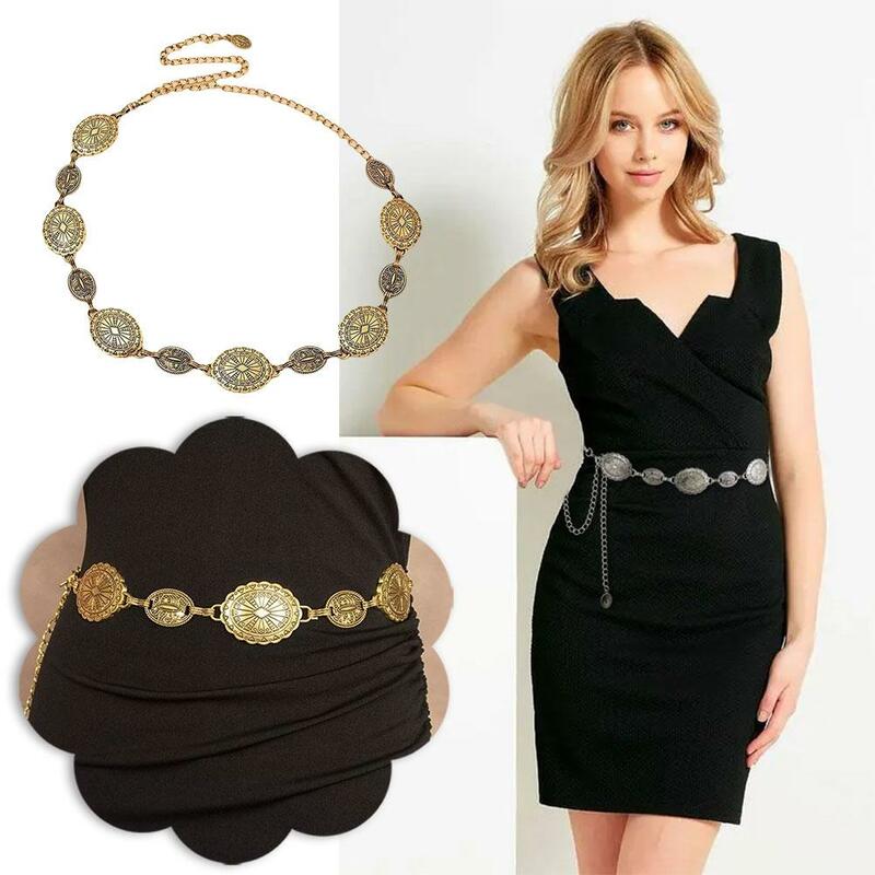 1PCS Thnic Style Waist Chain Accessories Bohemian Versatile Metal Belt Dress Women's Waistband Dress High-end With A6M3