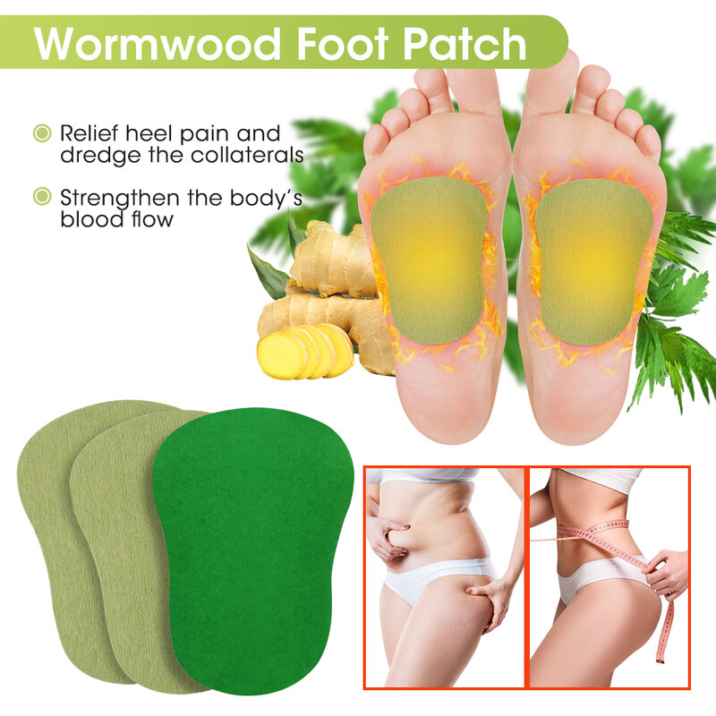 Wormwood天然植物ステッカー、フットバトルケア、自己発熱、関節痛、関節炎、緩和の痛み、灸、バッグあたり12個