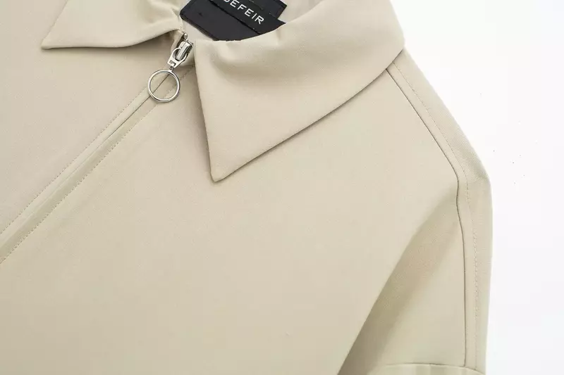 여성용 대조적인 색상 트림 장식 캐주얼 재킷 코트, 레트로 긴팔 지퍼 코트, 세련된 상의, 새로운 유행