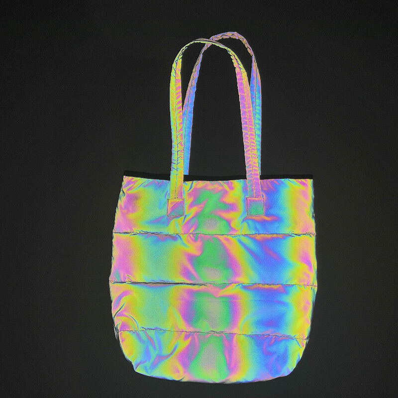 2024กระเป๋าสตรีทสะท้อนแสงสีสันสดใสดีไซน์เฉพาะของผู้หญิงกระเป๋าถือ Y2K ฮาราจูกุไฮสตรีทกระเป๋าสะพายไหล่