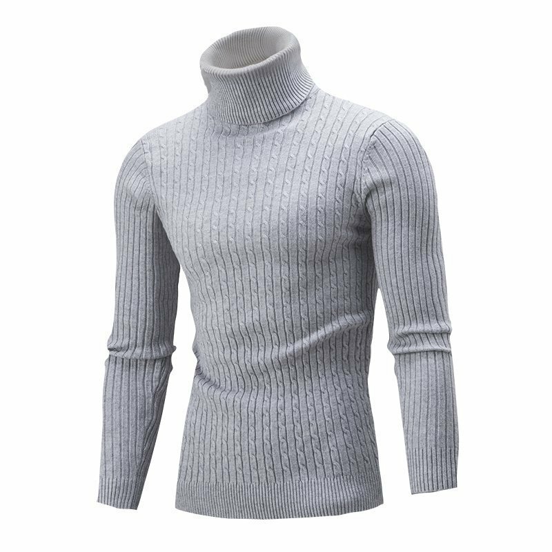 남성용 하이넥 풀오버 스웨터, 단색 트위스트 니트 스웨터, 따뜻한 보터밍 셔츠, 2023 가을 및 겨울 신상