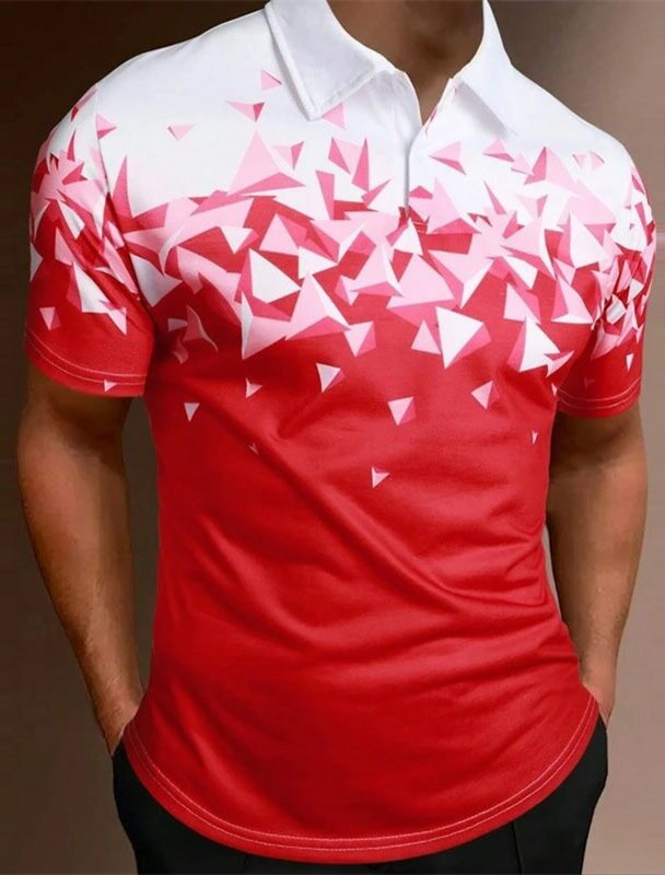 Men's Lapel Polo Button Up Polo Shirt Golf Shirt Graphic Prints Geometry Argyle Turndown Short Sleeves Print Clothing Apparel