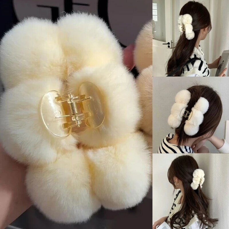 Plush Hair Clip for Women Cute Claw Clip Styling Furry Balls Thick Hair Thin Hair Hair Accessories Headpiece Gift R7RF