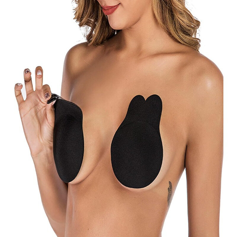 Sujetador Invisible con adhesivo para levantar el pecho, lencería Sexy de silicona fuerte con orejas de conejo, 2 pares