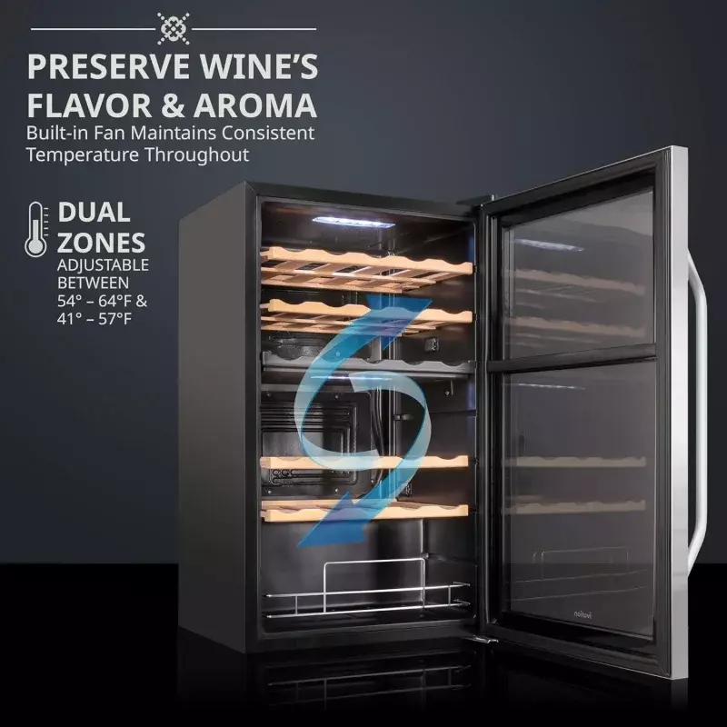 Ivation 33 bottiglie frigorifero per vino a doppia zona con serratura |