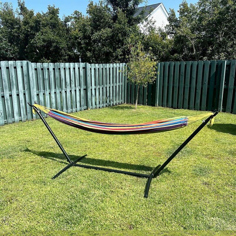 Double Hammock with Stand Included 450lb Capacity Steel Stand, Premium Carry Bag Included