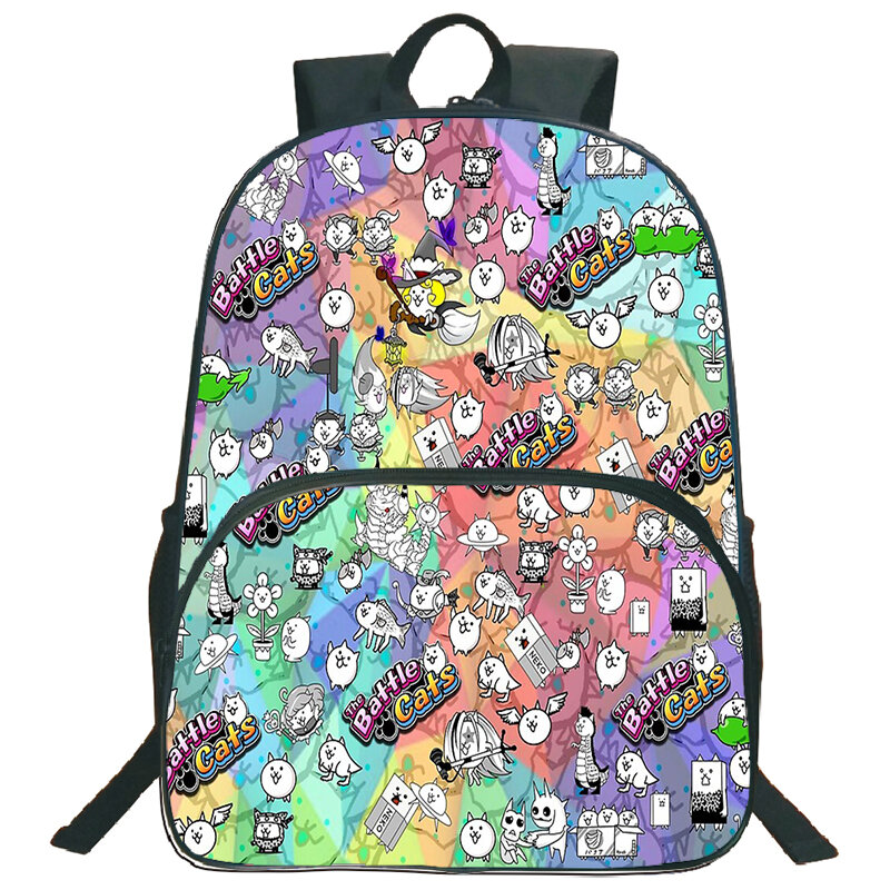 Os gatos de batalha imprimir mochila, Sacos escolares engraçados dos desenhos animados para meninos e meninas, mochila de nylon portátil, saco de viagem de grande capacidade