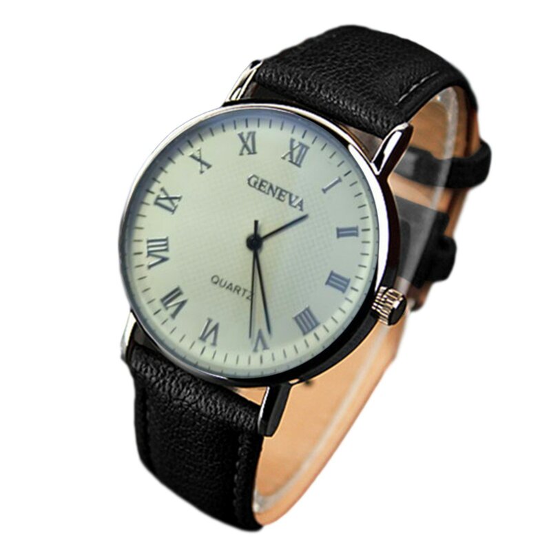 Reloj clásico con correa de cuero para hombre, cronógrafo de cuarzo con escala romana, luz azul, a la moda, informal, versátil, para negocios