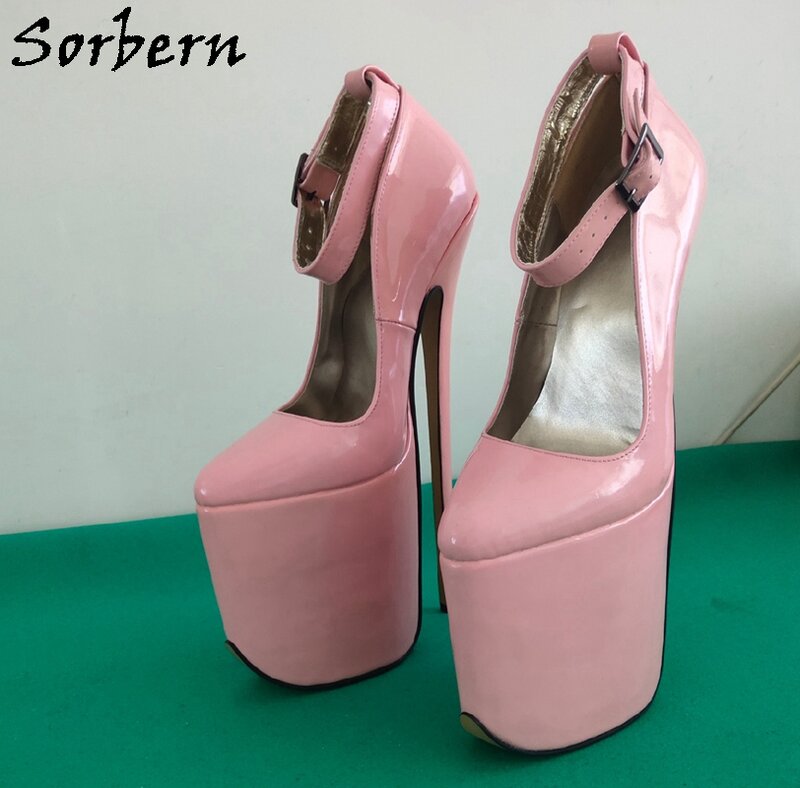 Sorbern rosa 27Cm tacco alto donna scarpe con pompa cinturino alla caviglia piattaforma visibile scarpe a punta taglia 5-13 colori personalizzati