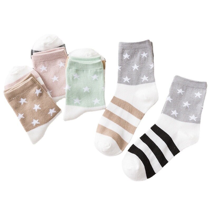 Striped Star Cartoon Mid Tube Socks para mulheres, meias femininas fofas, meias de lazer, Star Picture, nova moda, 2023