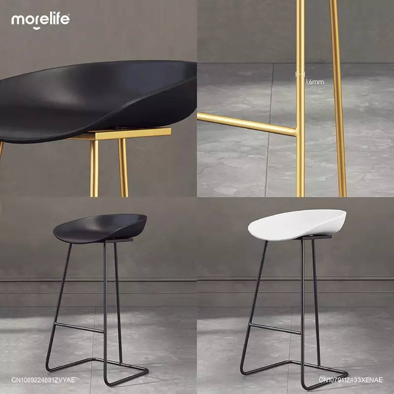 Nowe skandynawskie krzesła barowe z żelaza Stołki na ladę Kreatywny nowoczesny stołek kasjerski z wysokimi nóżkami Minimalistyczny stołek barowy do kawiarni hotelowej