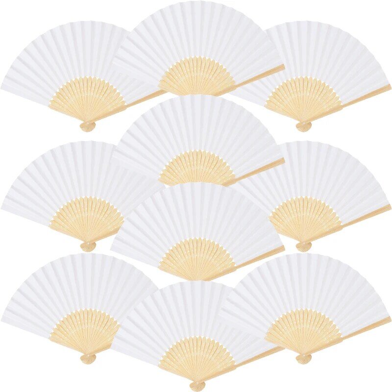 10/20/30 stücke weiße faltbare Papier Fan tragbare chinesische Bambus Fan Hochzeits geschenke für Gast Geburtstags feier Dekoration Kinder malen