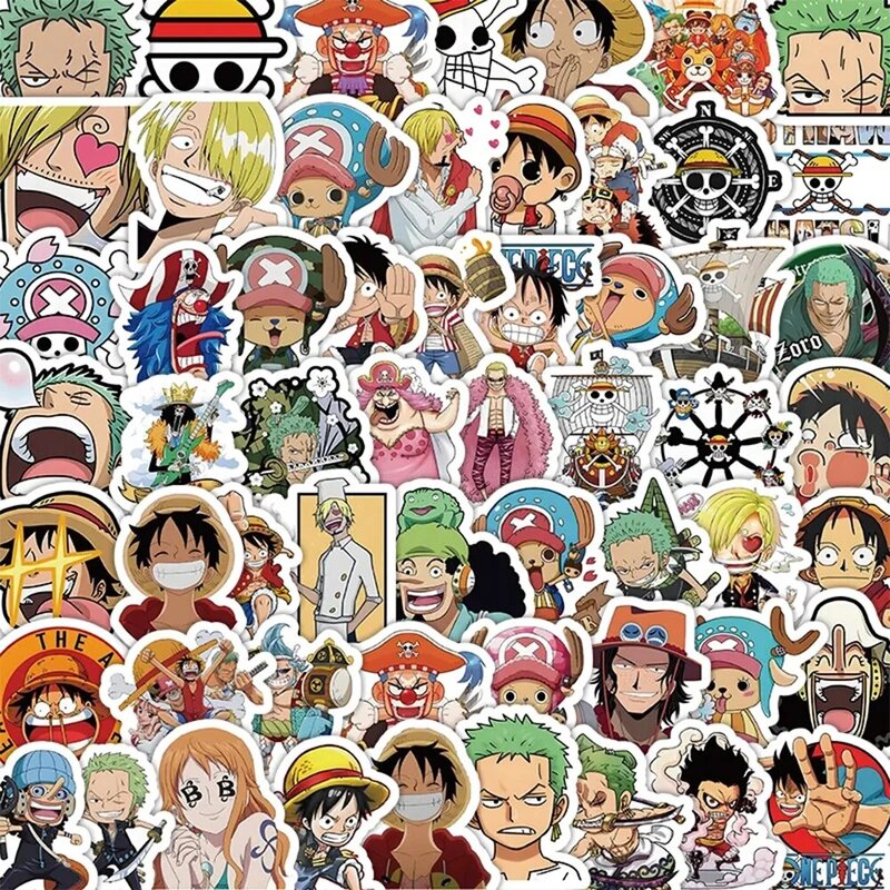 10/30/50/100pcs Cool Cute One Piece Anime Cartoon Stickers Kawaii decalcomanie Laptop moto Skateboard Car adesivo impermeabile giocattolo