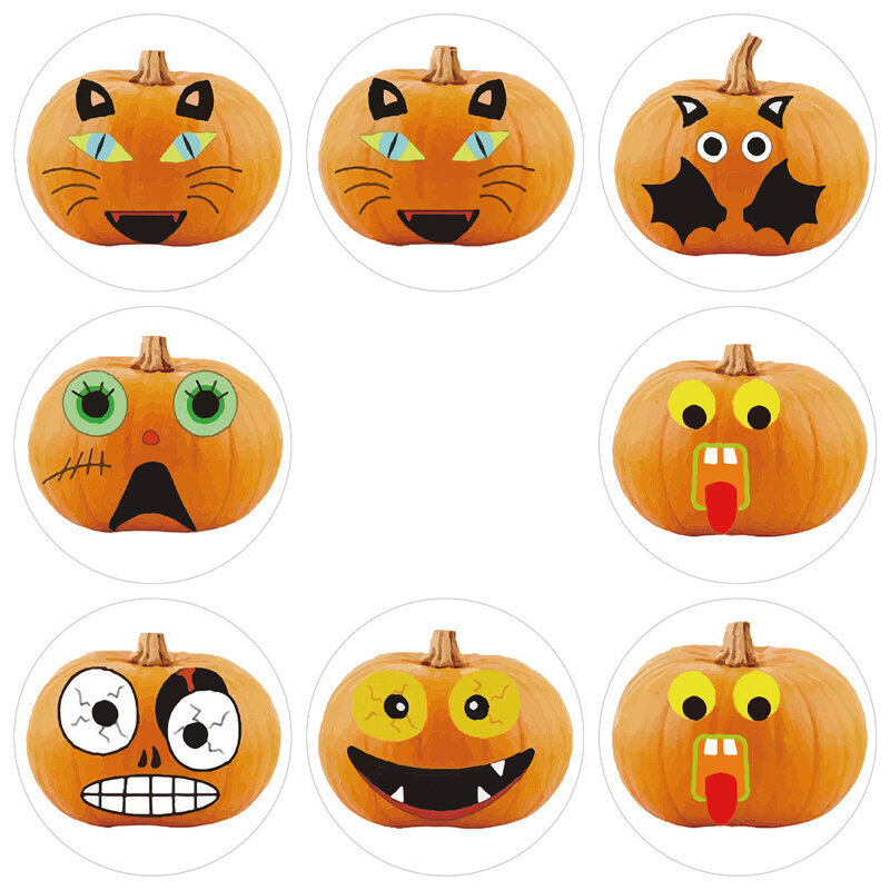 Desenhos animados Halloween Obrigado Adesivos, Seal Labels, Decoração, Festa, Bonito, Papelaria, Pacote, 50-500Pcs, 6 Projetos
