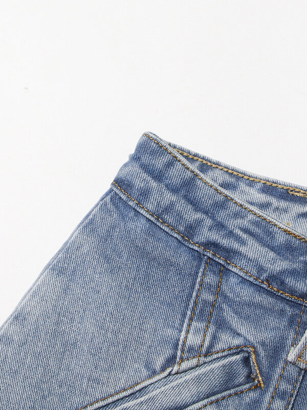 Женские джинсовые шорты на молнии, с высокой талией и пуговицами