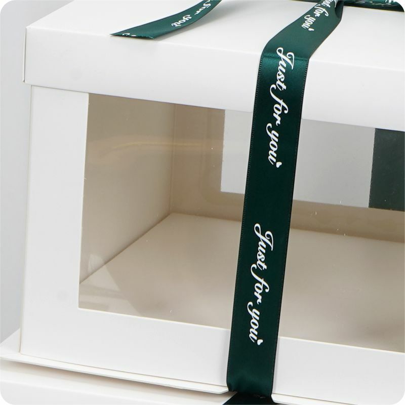 Cajas de pastel personalizadas con ventana, embalaje de pastel de lujo con cinta, cintas de caja de pastel de deseos de cumpleaños