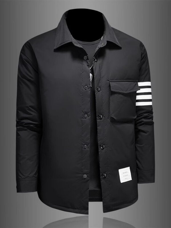 Mantel pendek Pria, jaket pria ukuran M-4XL, mantel pendek mode serbaguna, pakaian luar hitam kasual, Lapel Breasted tunggal hangat, mantel musim dingin 2023