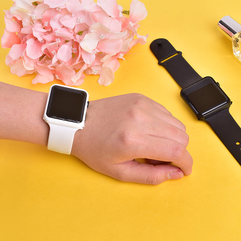 Montre numérique carrée en silicone, montres LED rouges, montre-bracelet en métal, horloge de sport, heures