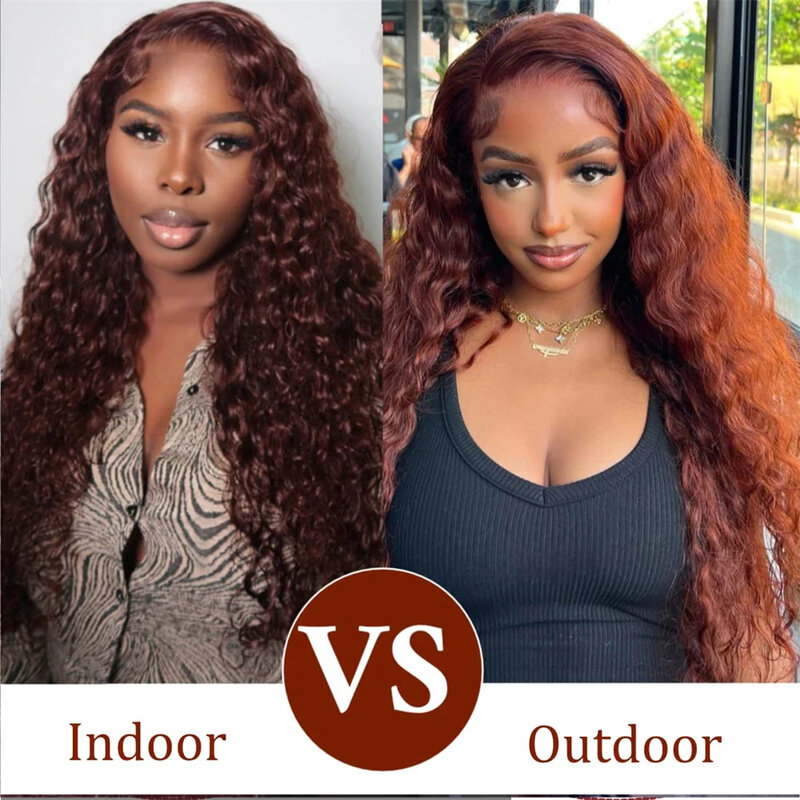 Reddish Brown Water Wave 13x4 Lace Front Wigs Human Hair for Women 13x6 HD Lace Frontal Wig Human Hair Pre Plucked Colored Wigs