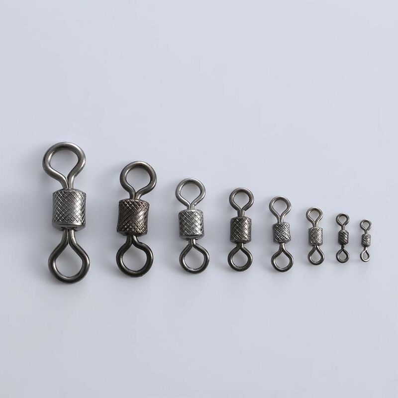 50PCS Stainless Steel Fishing Swivels Ball Bearing Swivel with Safety Snap Solid Rings Rolling Swivel Carp Fishing Accessories