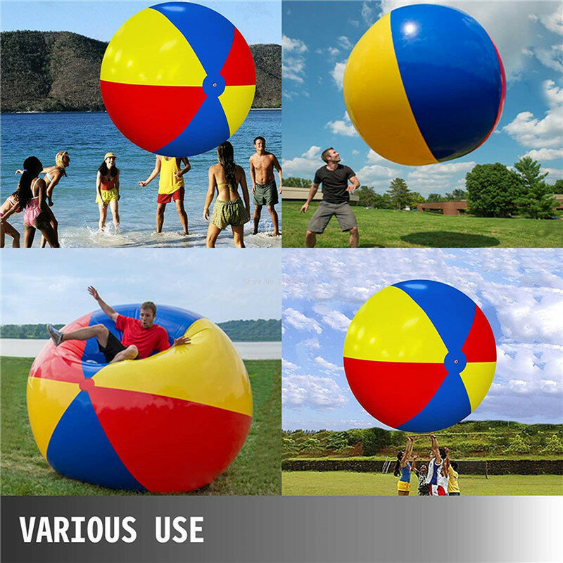 Kolam tiup pantai raksasa 80/200cm, bola olahraga PVC tebal, permainan air luar ruangan, mainan anak-anak, hadiah balon