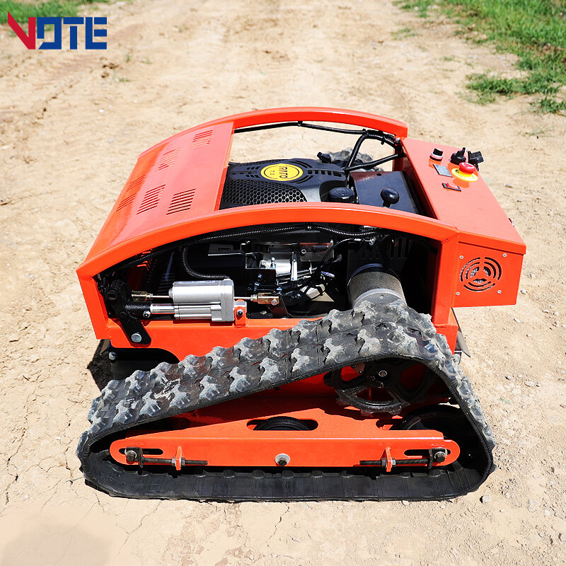 Crawler Robot pemotong rumput, mesin pemotong rumput dengan pengendali jarak jauh berjalan traktor otomatis disesuaikan