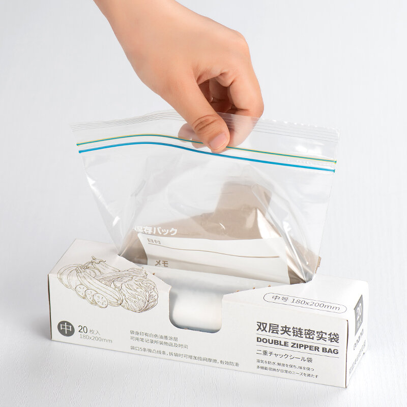Bolsas de plástico LDPE con cierre hermético para alimentos, bolsas de congelador con doble cierre de cremallera, producto personalizado de fábrica