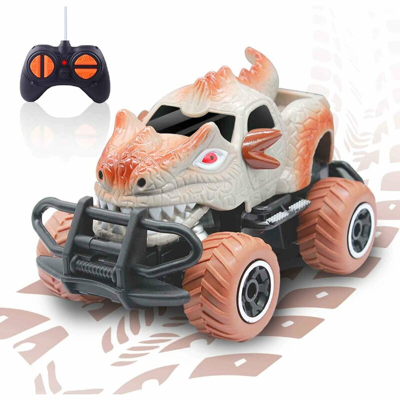 Giocattolo dinosauro RC auto 1/43 scala 27MHz giocattolo dinosauro RC auto, 9mph velocità massima, Monster Truck per i più piccoli regali di compleanno