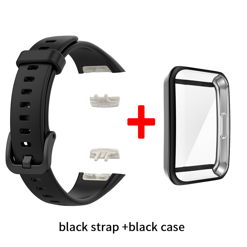 Silicone Substituição Watch Strap, TPU Full Screen Protector, Case Bracelet, Huawei Band 6, Honor