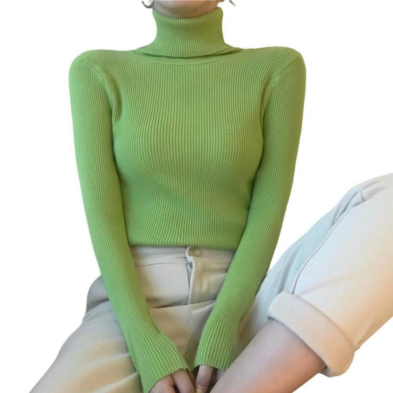 Women Turtleneck Long Sleeve Ribbed Sweater Winter Solid Color Slim Fit Warm Pullover Sweater for women свитер женский