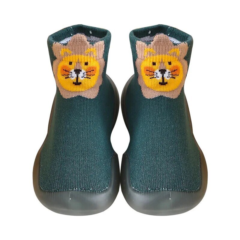 Sepatu bayi kaus kaki, Sneaker lantai karet lembut kartun imut untuk anak laki-laki dan perempuan