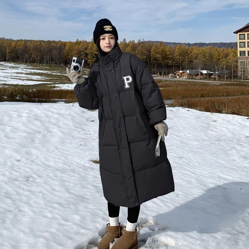 Jaqueta larga grossa de mulher, casacos quentes, jaquetas coreanas, inverno, 2024