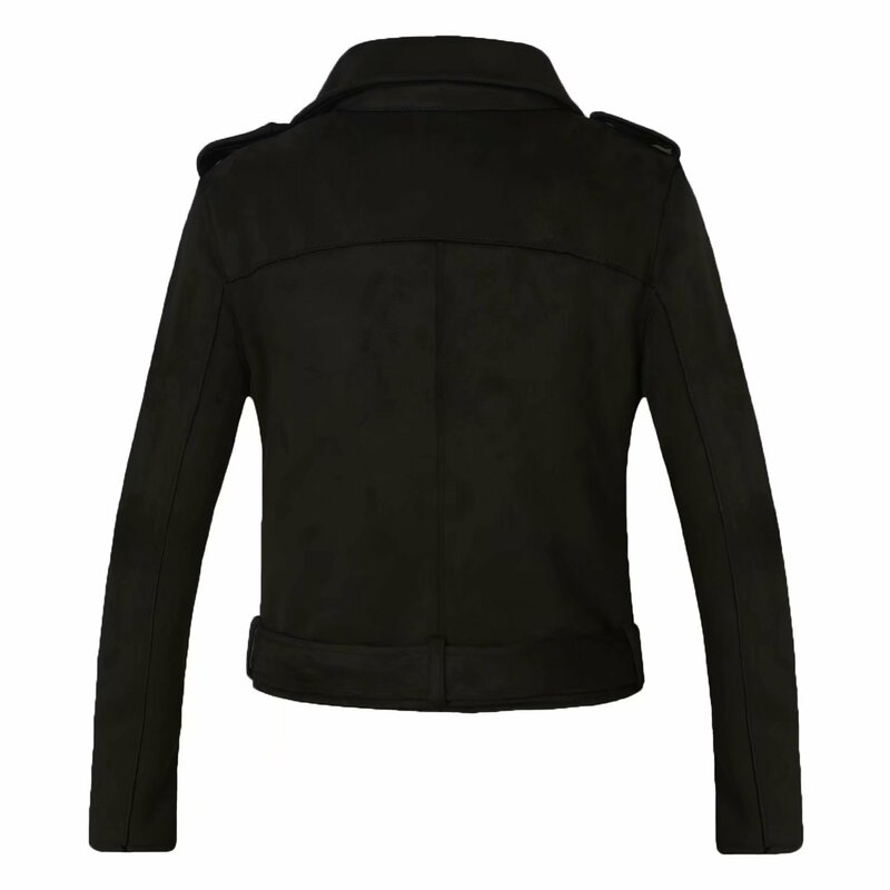 Женская замшевая куртка из искусственной кожи, матовая Байкерская верхняя одежда серого, розового или бежевого цвета для осени и зимы