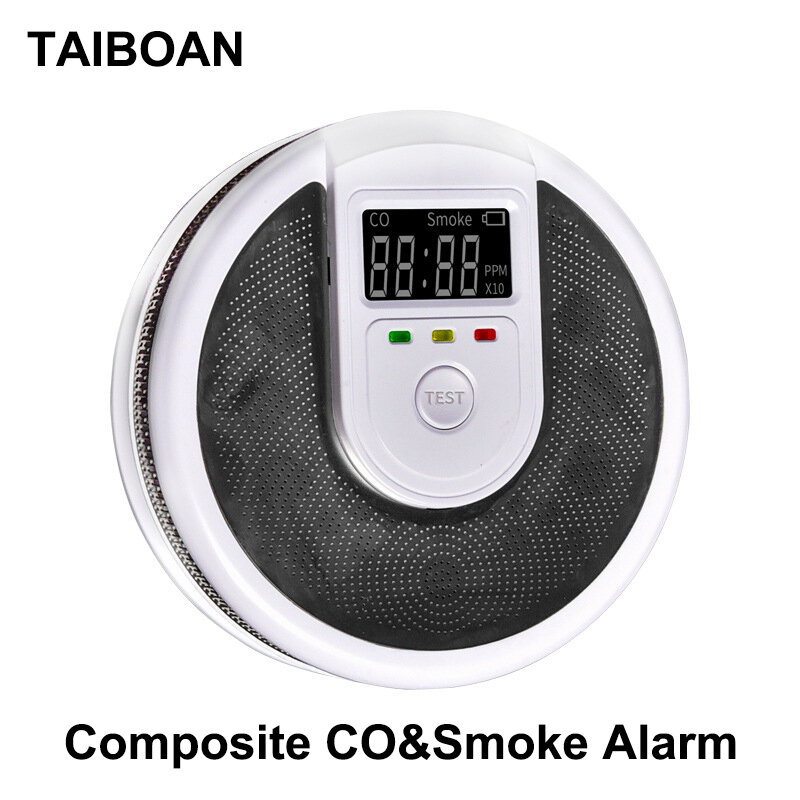 Independent 2 em 1 CO Smoke Alarm Fire Protection Smoke Detector Composite Monóxido de Carbono Sensor para Home Office Escola