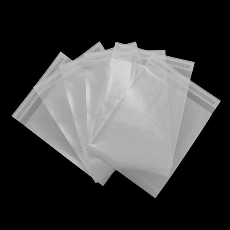 Auto-adesivo saco de papel de vidro translúcido, Envelope embalagem saco para vestuário, presente, papel encerado, bolsas Envelope, 10 tamanhos, 100pcs