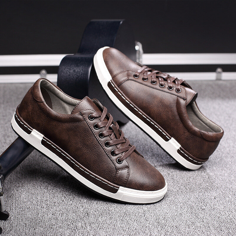 Кроссовки Gentlemans мужские кожаные, роскошные кеды на шнуровке, плоская подошва, повседневная обувь для вождения, 896