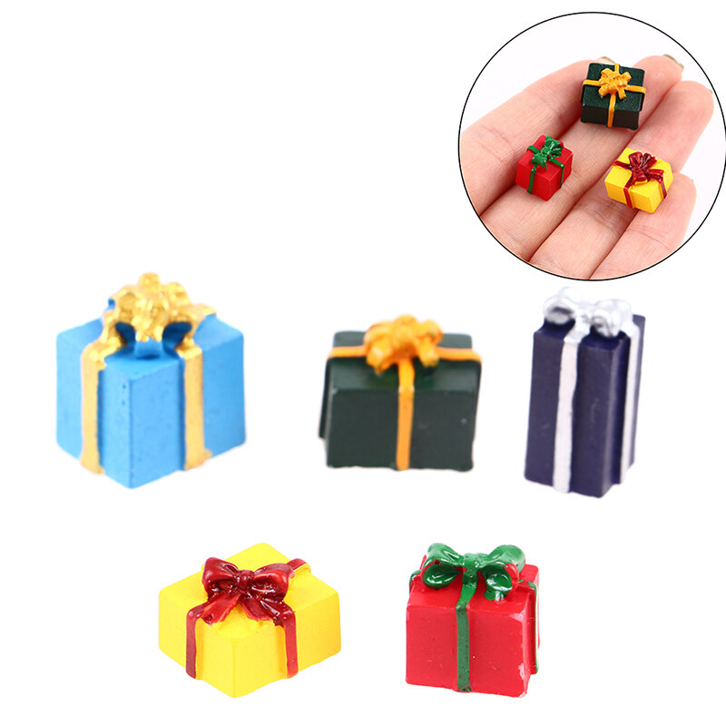 Dollhouse Miniature Christmas Gift Box, Brinquedos Pretend Play, Doll House Decor Acessórios, 1:12
