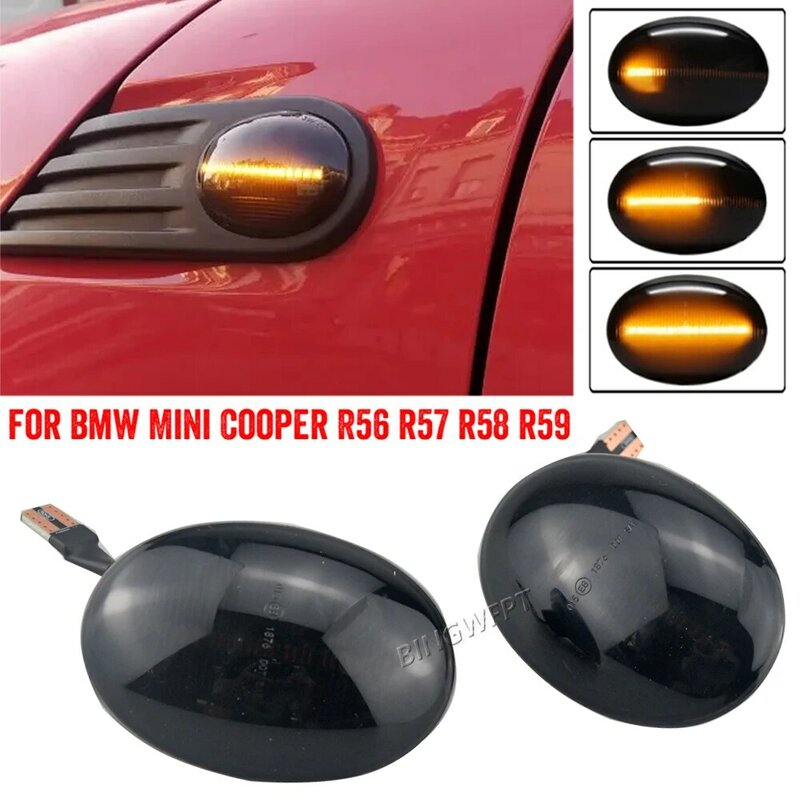 Dynamic LED Flashing Turn Signal Lamp Side Marker Light Car Tuning For Mini Clubman R55 Cooper R56 R57 Coupe R58 R59 07- 13
