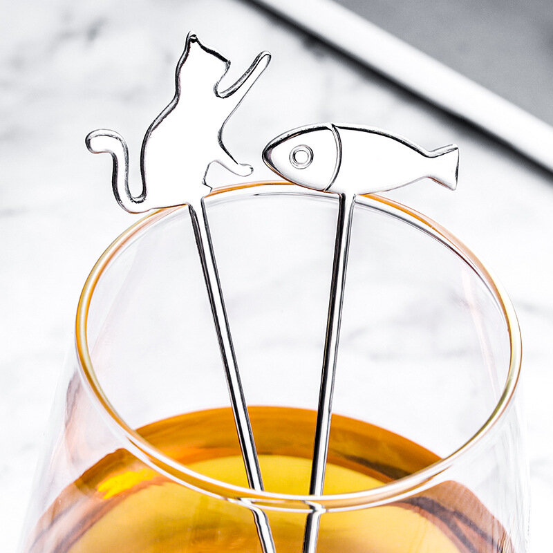 Кофейная ложка, милая чайная ложка в форме кошки, десертная ложка для закусок, мороженое, столовые приборы для кухни, металлическая 304