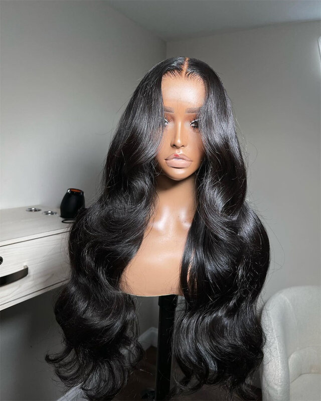 Body Wave Lace Front Wig para mulheres negras, pré arrancadas, onda solta, peruca frontal, sem cola, perucas de cabelo humano, 34 ", 13x4, 13x6, HD