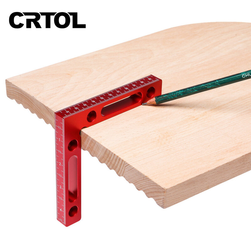 CRTOL 2 Set posizionamento apparecchio per la lavorazione del legno lega di alluminio 90 gradi bloccaggio preciso morsetti quadrati ad angolo retto righello angolare