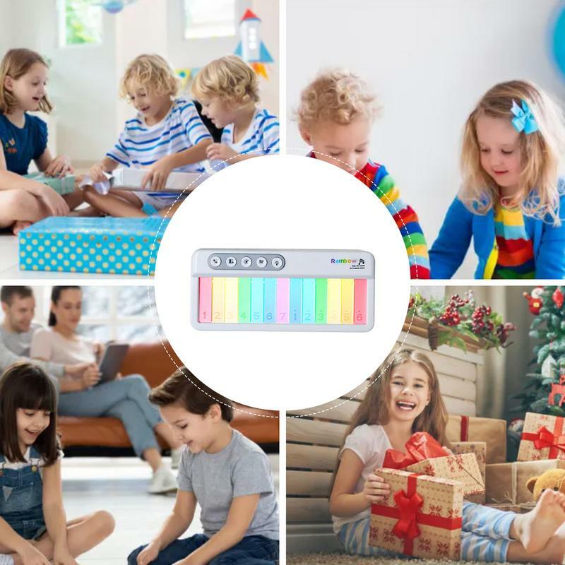 Piano de juguete para niños, teclado con luces de arcoíris, sonido ajustable, teclado portátil multifuncional, juguetes educativos para edades tempranas