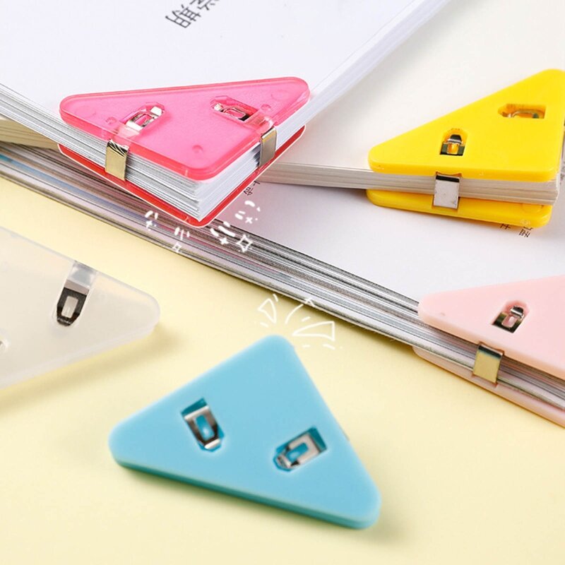 Colorful Paper Clamp Corner Paper Clamp Book Page Mark Office File Clip Hold up 50 Sheets for Document Calender Dropship