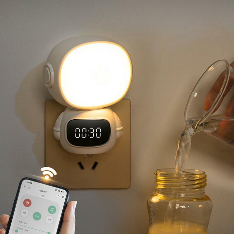 HONight-Veilleuse LED avec horloge, télécommande, protection des yeux sans Fleccef, intensité variable, 3 couleurs de lumière pour chambre à coucher