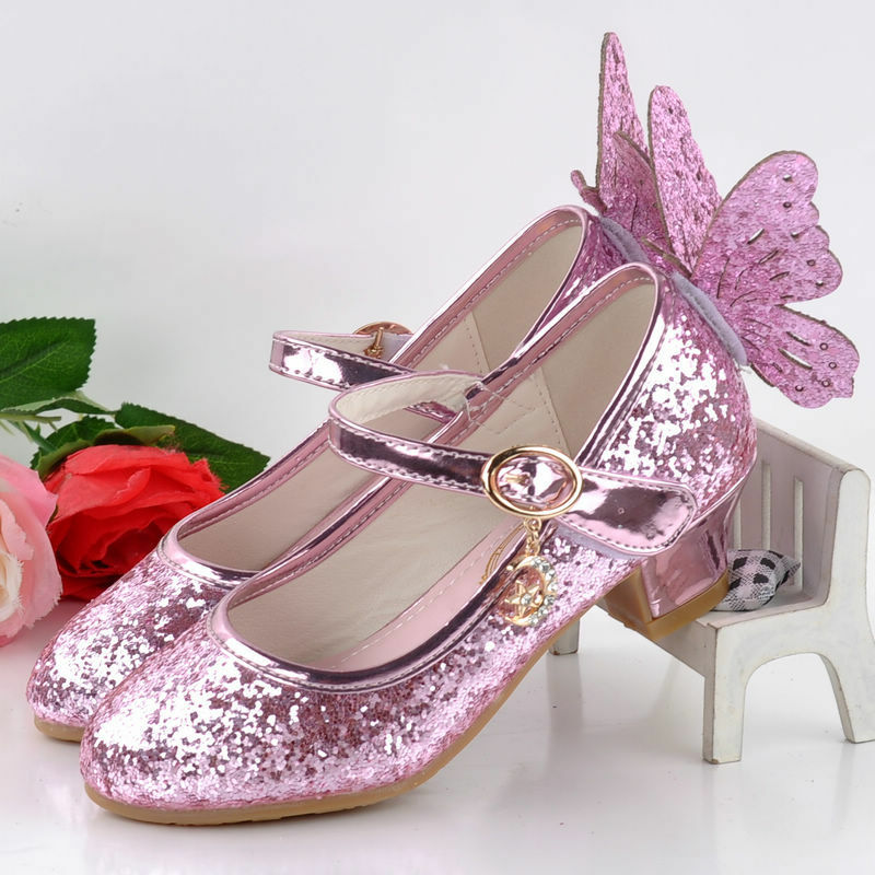 2024 new real pictures Korean Women's High Heels Girls' Princess Shoes Crystal High Heels Children's Shoes Girl Shoes For Kids