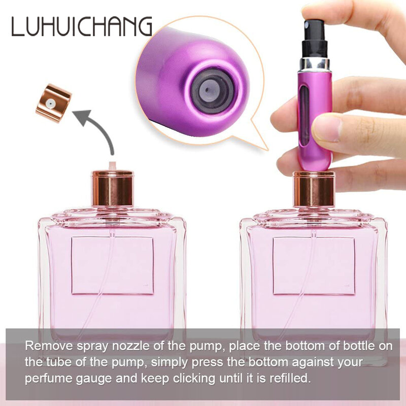 Mini frasco recarregável do pulverizador do perfume, bomba do perfume, recipientes cosméticos vazios, atomizador portátil, 8ml, 5ml