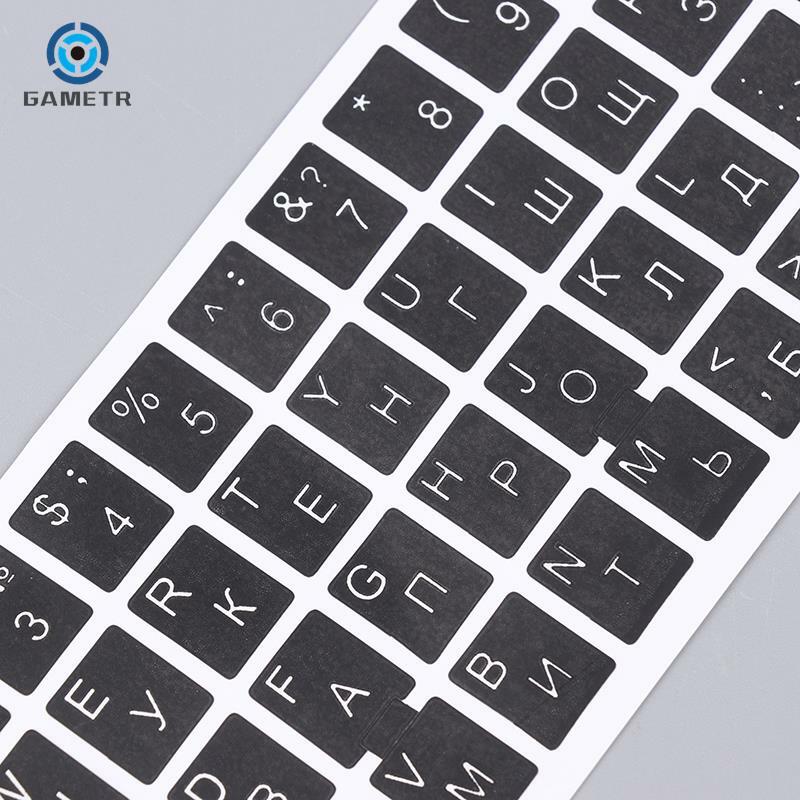 Stiker Keyboard Bahasa Ukraina 1 buah stiker huruf hitam/bening latar belakang putih biru merah hitam untuk Pc Laptop Universal