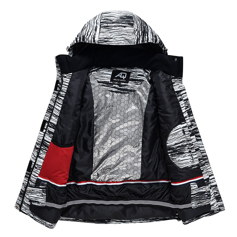 Мужской лыжный комбинезон, водонепроницаемая куртка для сноуборда, сохраняющая тепло, с красочным принтом, лыжная куртка и брюки, комплект, ...