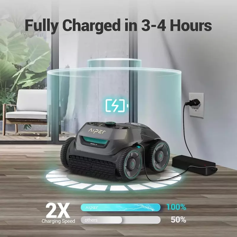 Cordless Robotic Pool Vacuum Cleaner, Wall Climbing Pool Vacuum Lasts Up To 150 Mins,In-Ground Pools Up To 1,600 Sq.ft 2024 New