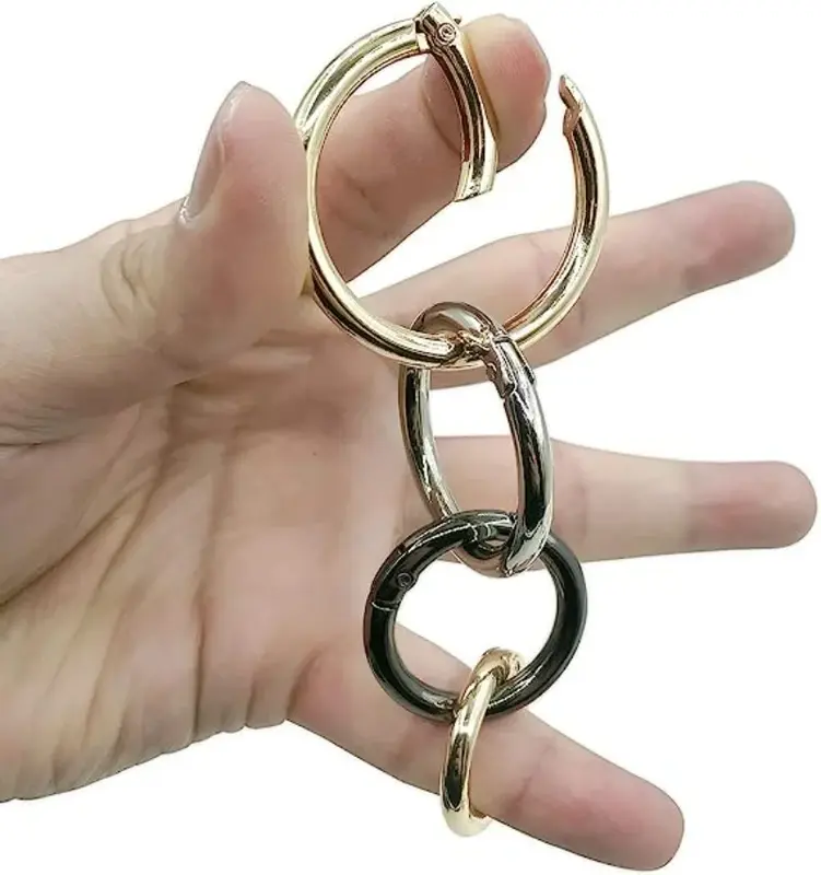 10Pcs/lot O Round Bag Buckle Metal Clasps Buckles Spring Circular Carabiner Snap Hook Spring Keyring DIY Jewelry Bag Accessories